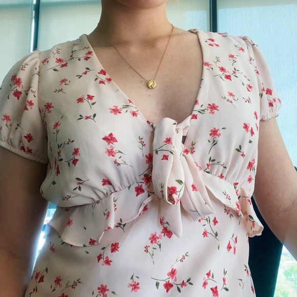 Trixxi Pastel Pink Floral Minidress - Picture 3 of 5